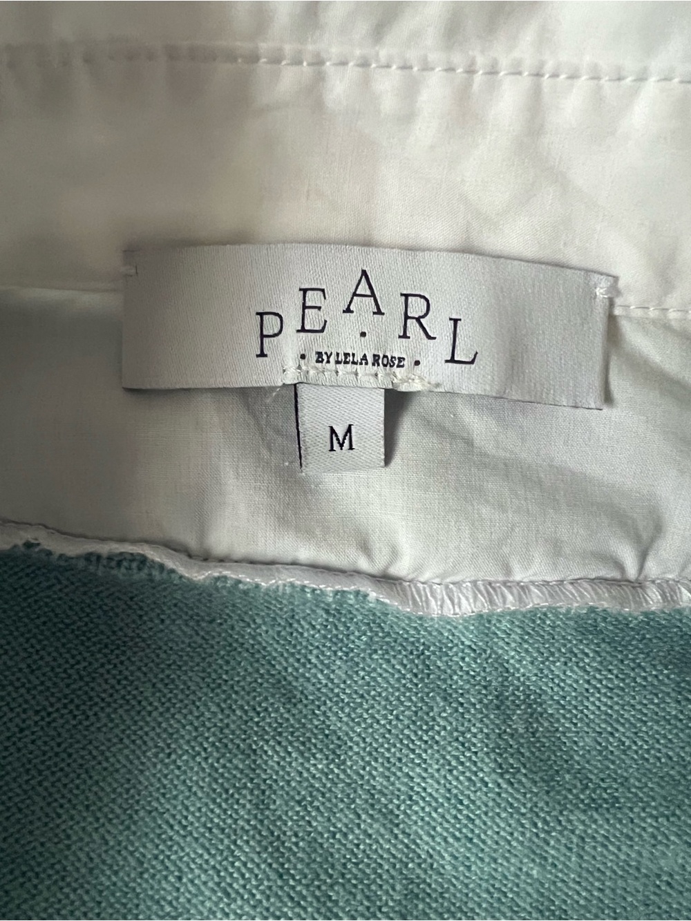 Pearl By Lela Rose 2-in-1 Layered Merino Wool Sweater Size M, Lt.. Turq., EUC - Picture 7 of 16